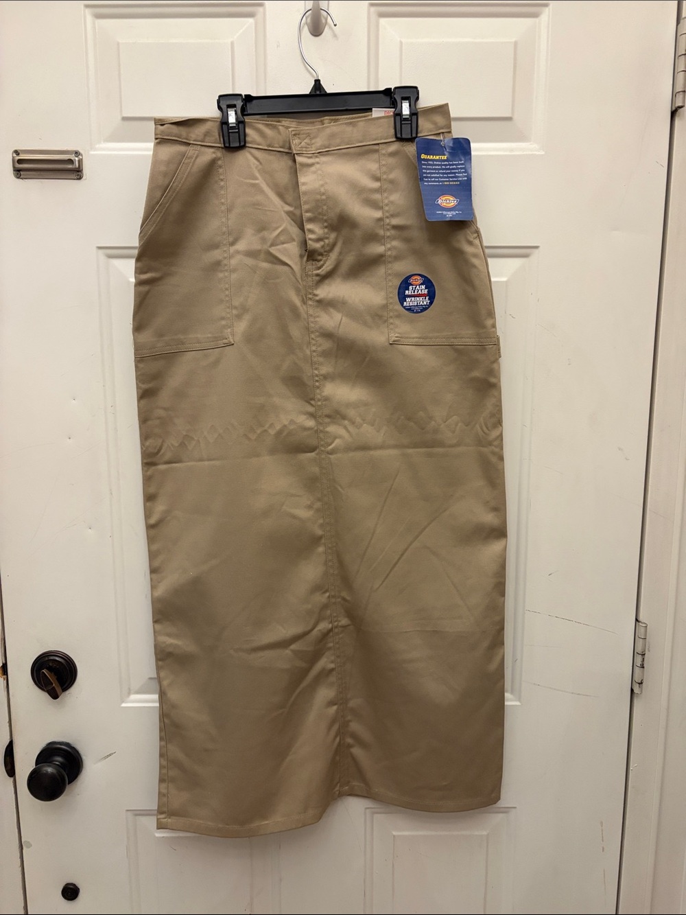 Dickies Tan Utility Midi Skirt with Front Patch Pockets